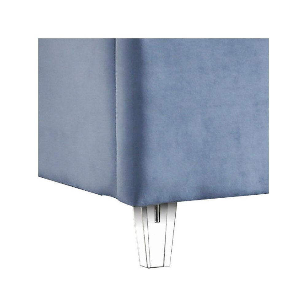 Candace Sky Blue Velvet Full Bed