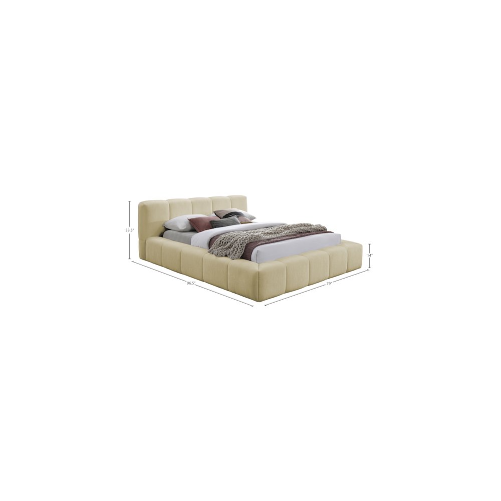 Carlin Beige Chenille Fabric Queen Bed