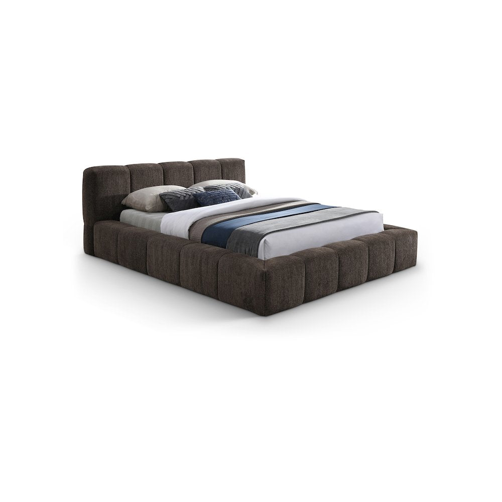 Carlin Brown Chenille Fabric King Bed
