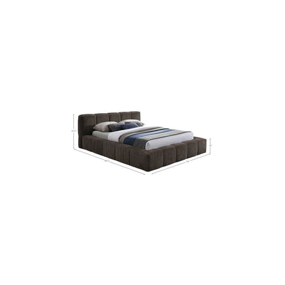 Carlin Brown Chenille Fabric Queen Bed