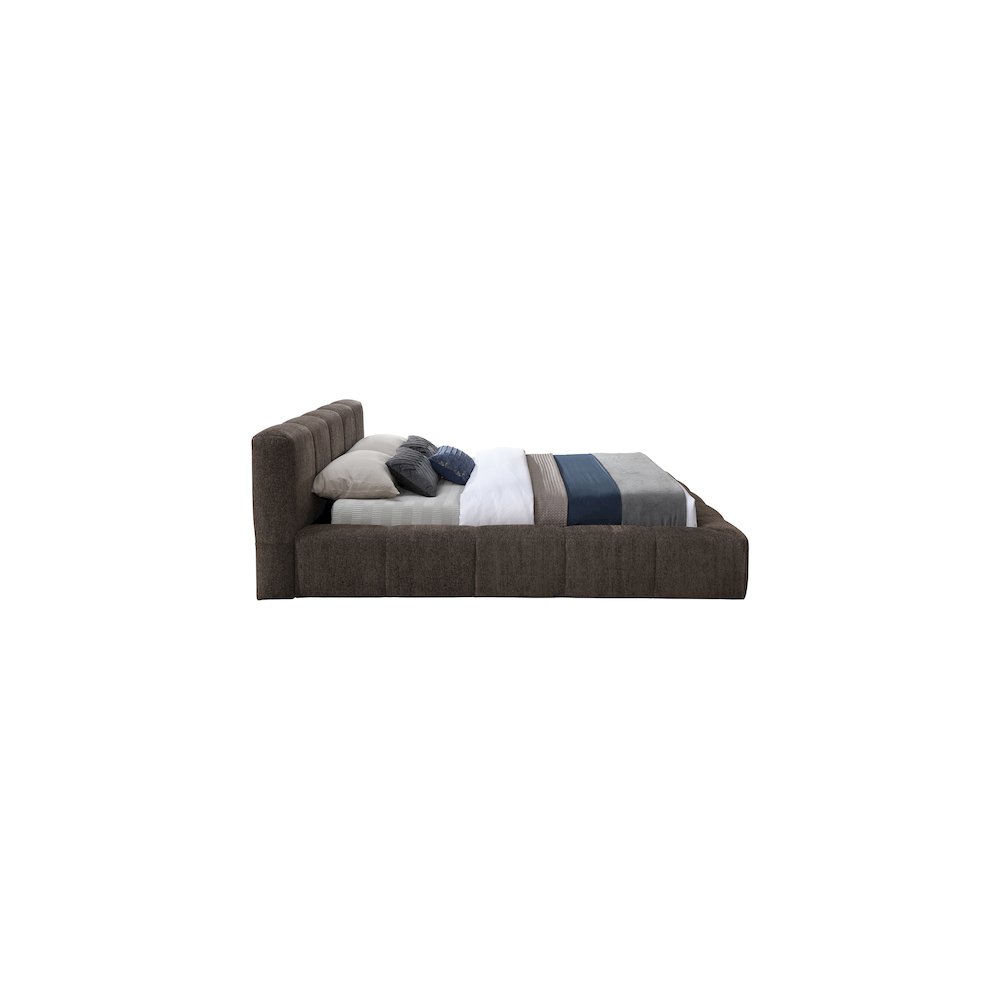Carlin Brown Chenille Fabric Queen Bed