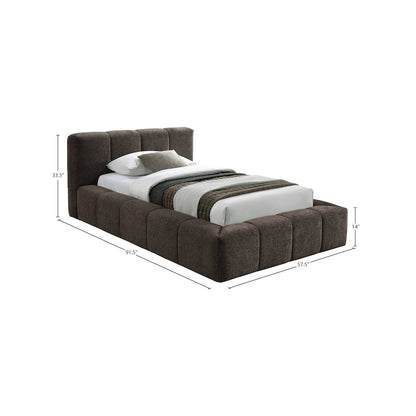 Carlin Brown Chenille Fabric Twin Bed