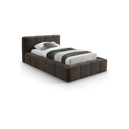 Carlin Brown Chenille Fabric Twin Bed