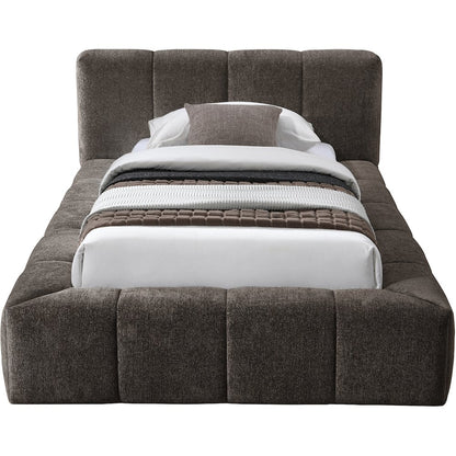Carlin Brown Chenille Fabric Twin Bed