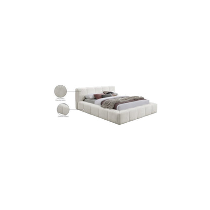 Carlin Cream Chenille Fabric King Bed
