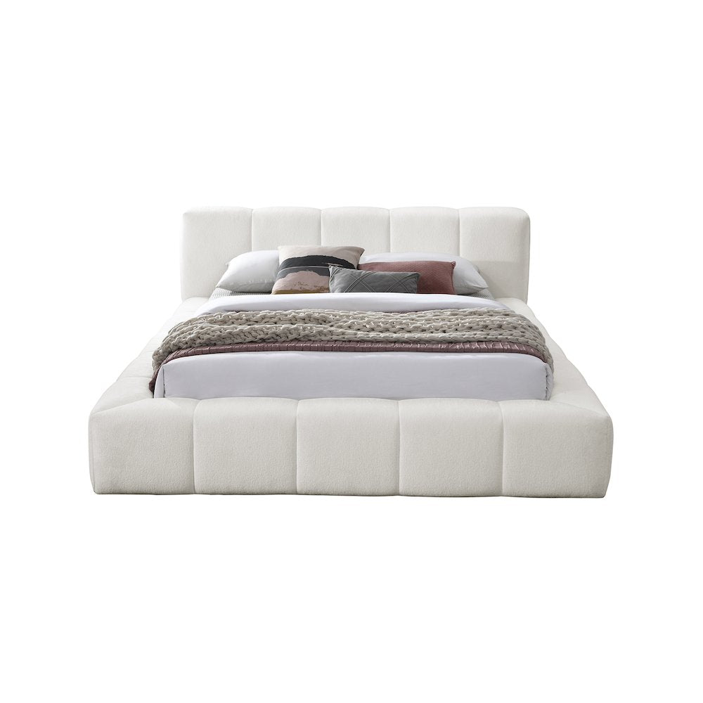 Carlin Cream Chenille Fabric King Bed