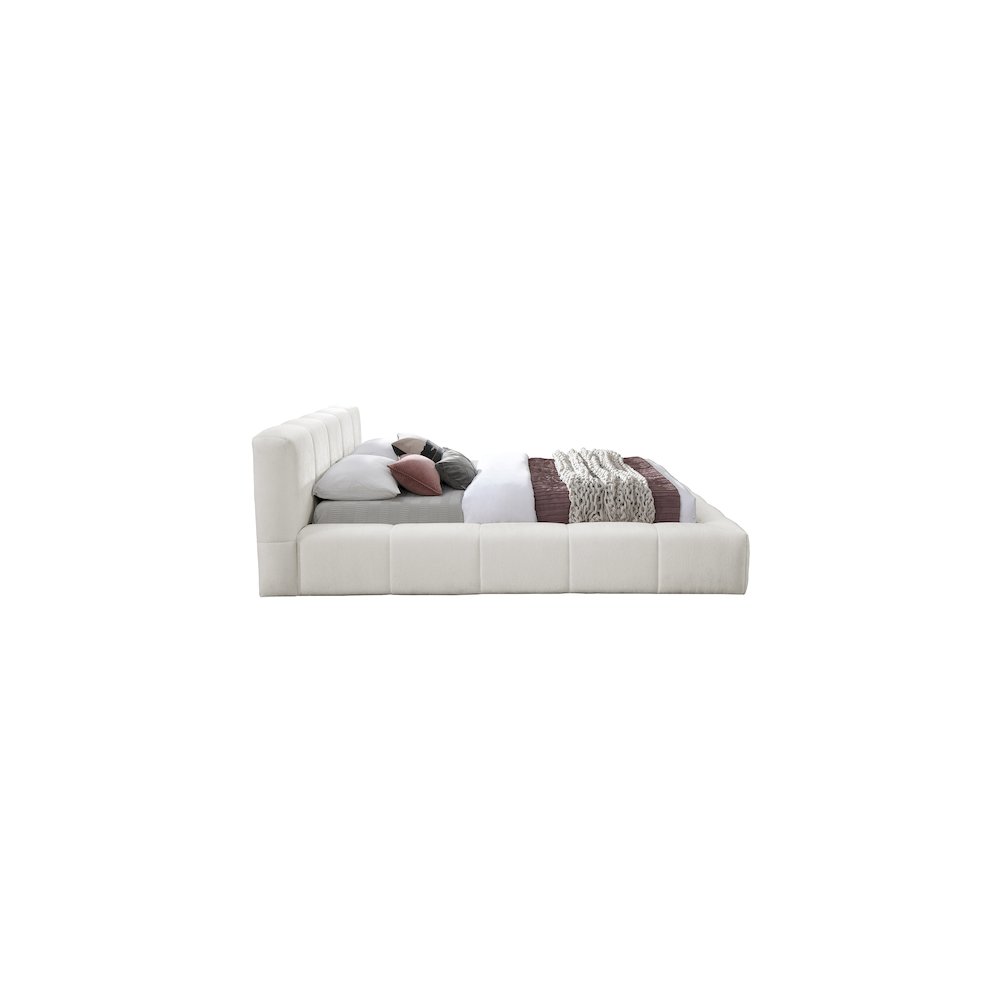 Carlin Cream Chenille Fabric King Bed