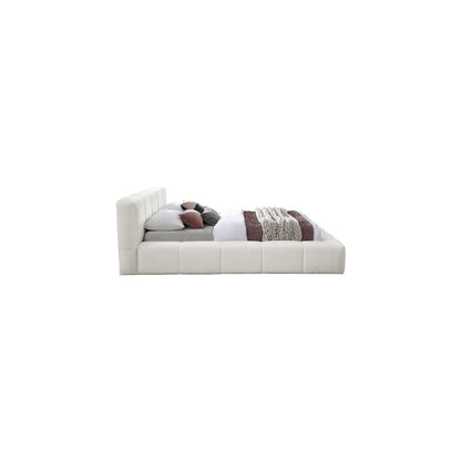 Carlin Cream Chenille Fabric King Bed