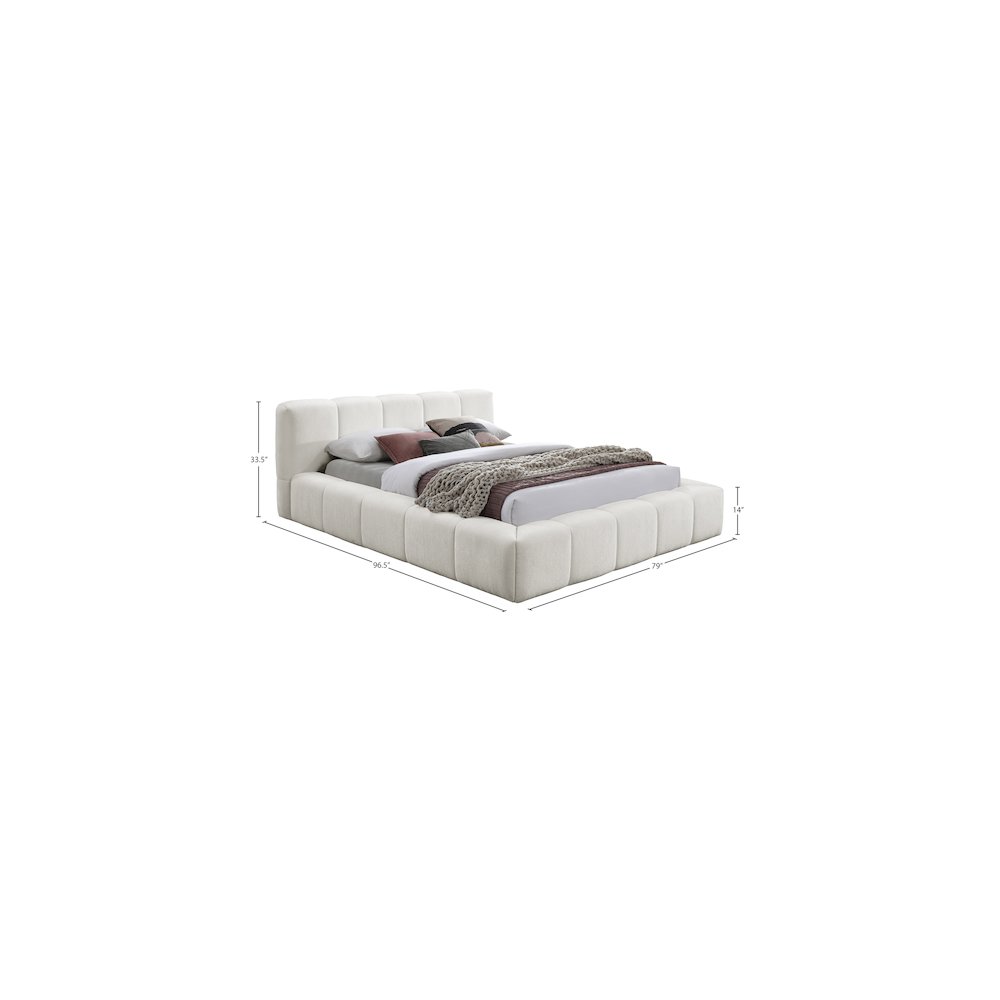 Carlin Cream Chenille Fabric Queen Bed