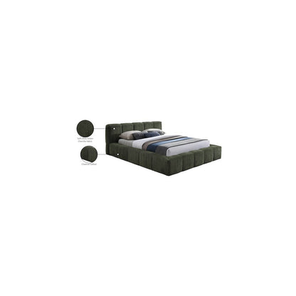 Carlin Olive Chenille Fabric King Bed