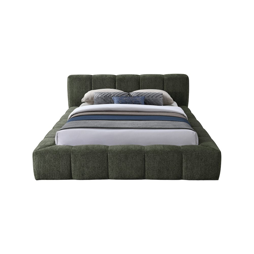 Carlin Olive Chenille Fabric King Bed