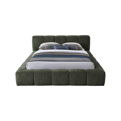 Carlin Olive Chenille Fabric Queen Bed