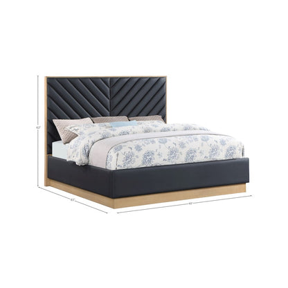 Casa Black Vegan Leather Queen Bed