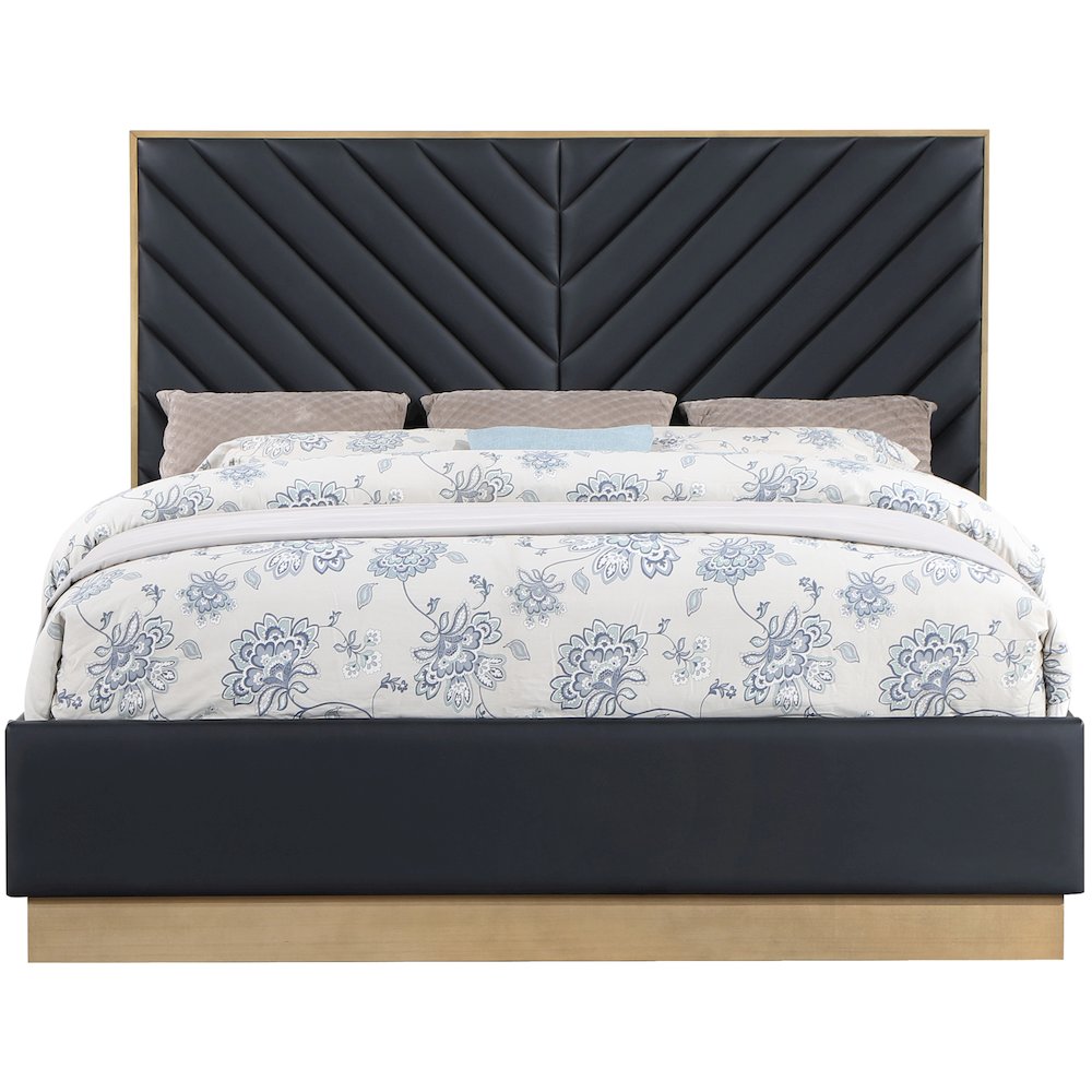Casa Black Vegan Leather Queen Bed