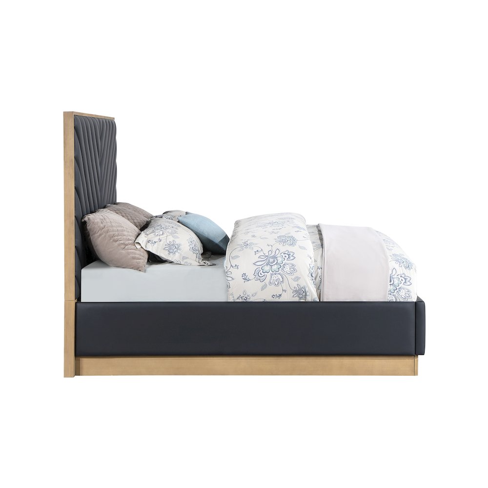 Casa Black Vegan Leather Queen Bed