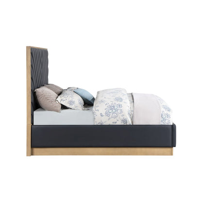 Casa Black Vegan Leather Queen Bed