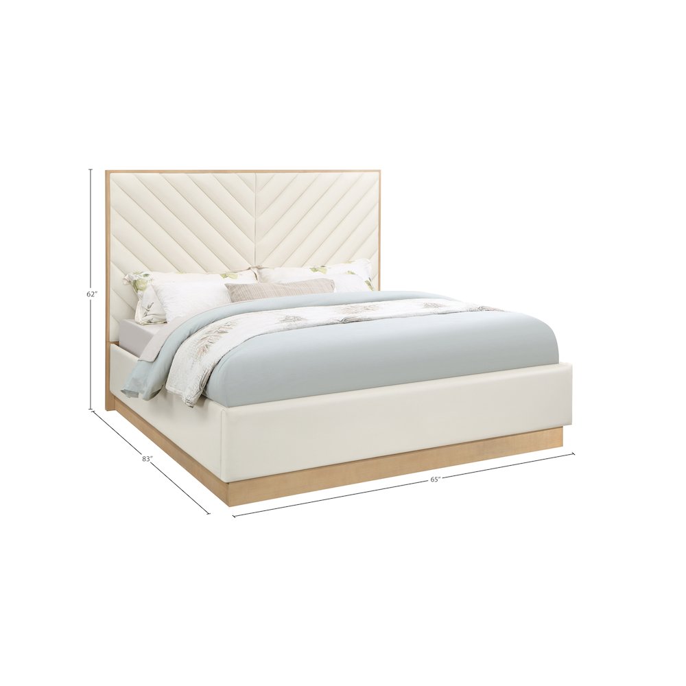 Casa Cream Vegan Leather Queen Bed