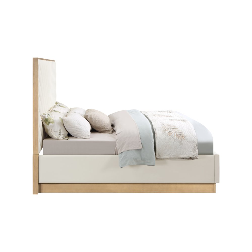 Casa Cream Vegan Leather Queen Bed