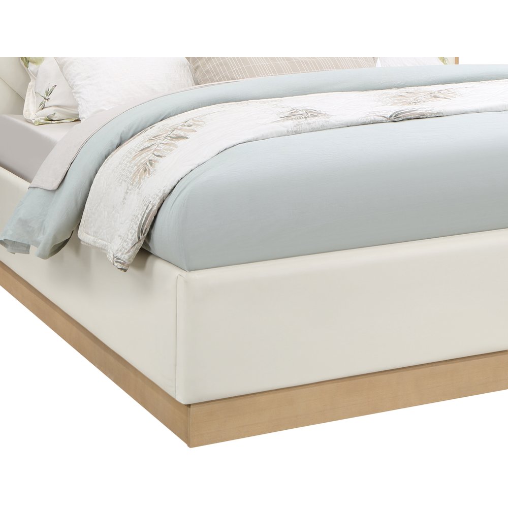 Casa Cream Vegan Leather Queen Bed