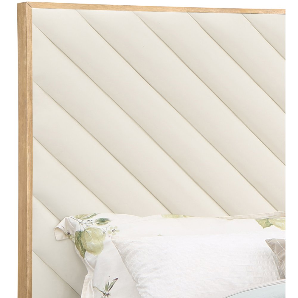 Casa Cream Vegan Leather Queen Bed