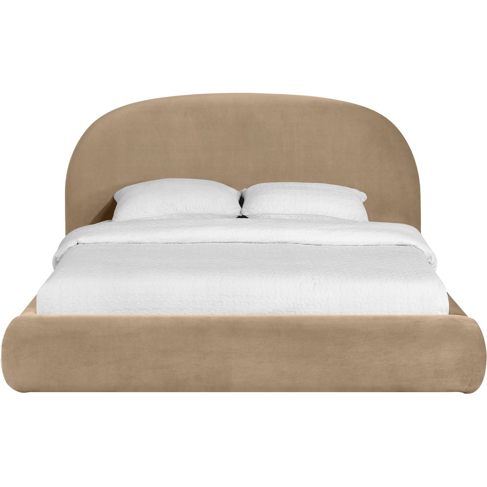 Celine Beige Velvet Upholstered Full Bed