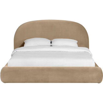 Celine Beige Velvet Upholstered Full Bed