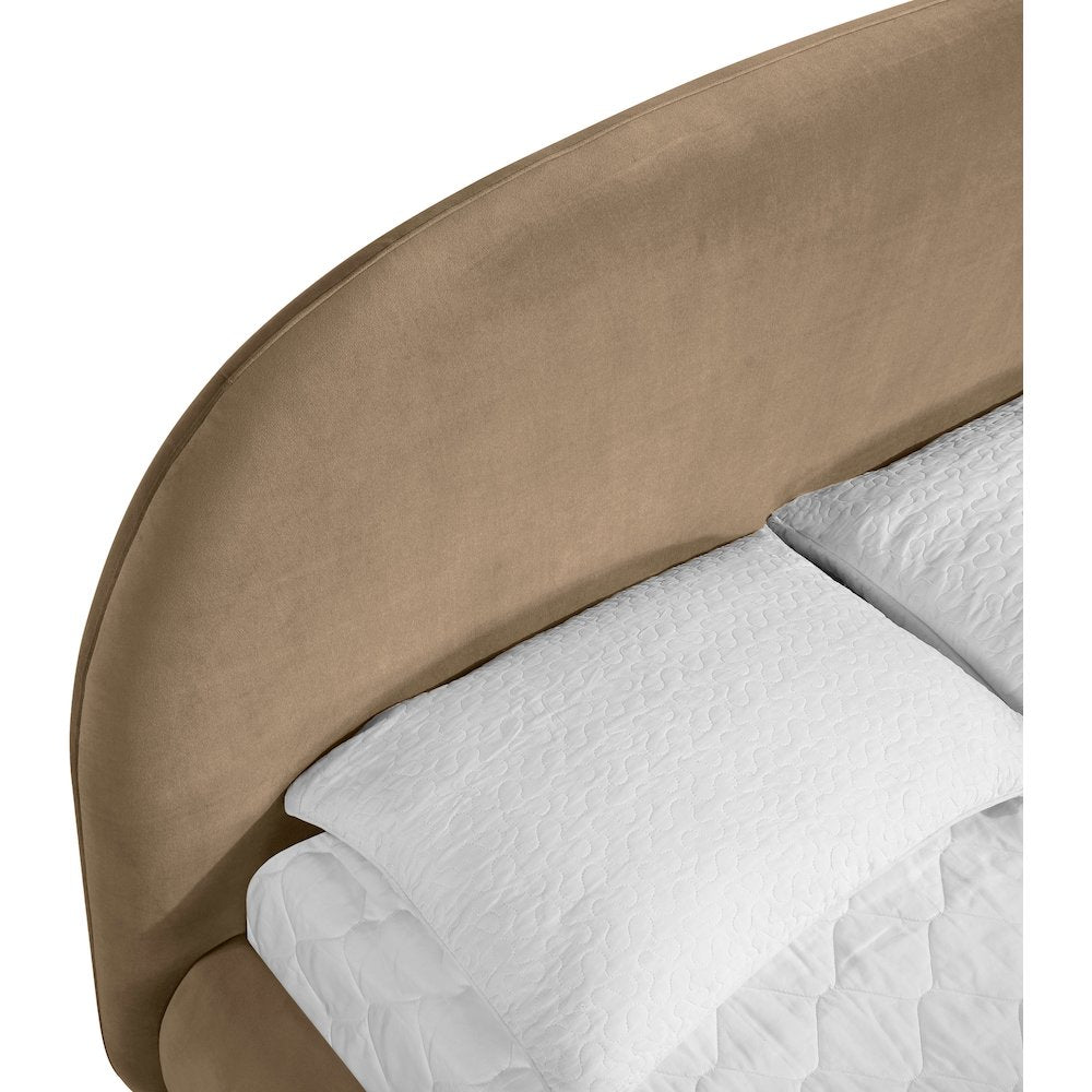 Celine Beige Velvet Upholstered Queen Bed