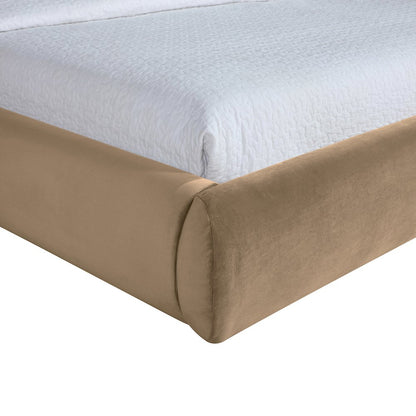Celine Beige Velvet Upholstered Queen Bed