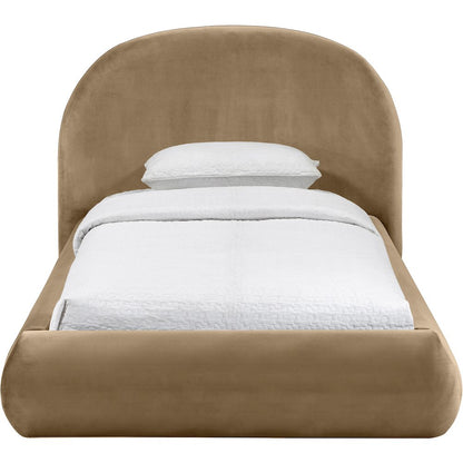 Celine Beige Velvet Upholstered Twin Bed