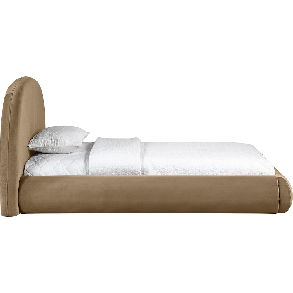 Celine Beige Velvet Upholstered Twin Bed