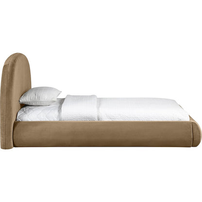 Celine Beige Velvet Upholstered Twin Bed