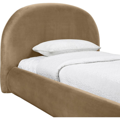 Celine Beige Velvet Upholstered Twin Bed