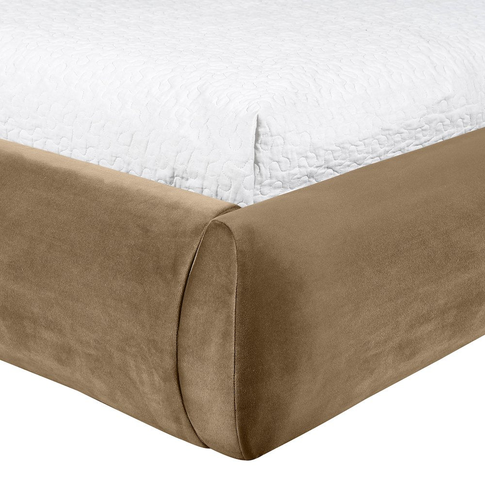 Celine Beige Velvet Upholstered Twin Bed