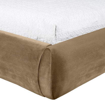 Celine Beige Velvet Upholstered Twin Bed