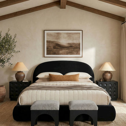 Celine Black Velvet Upholstered Full Bed