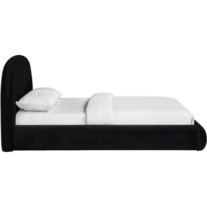 Celine Black Velvet Upholstered King Bed