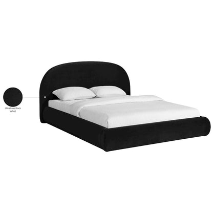 Celine Black Velvet Upholstered Queen Bed