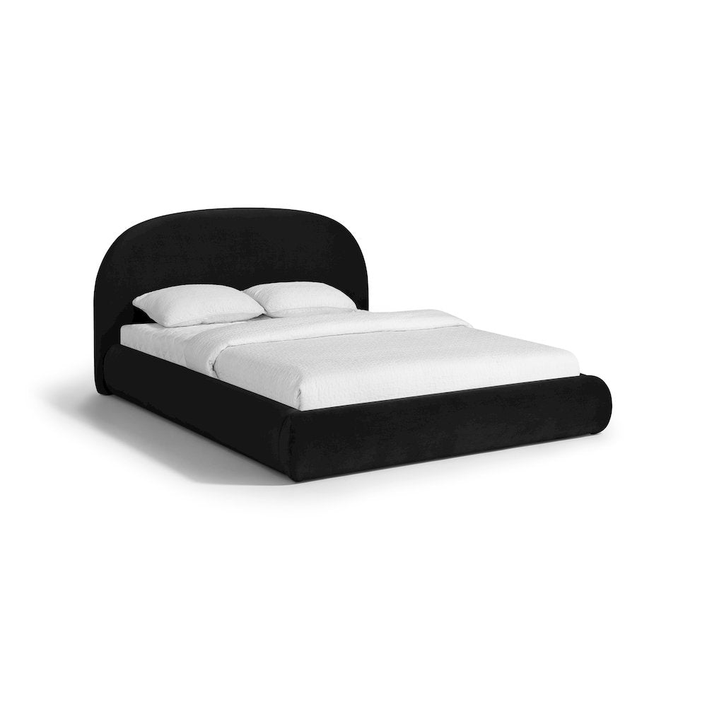 Celine Black Velvet Upholstered Queen Bed