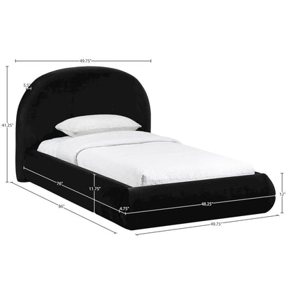 Celine Black Velvet Upholstered Twin Bed