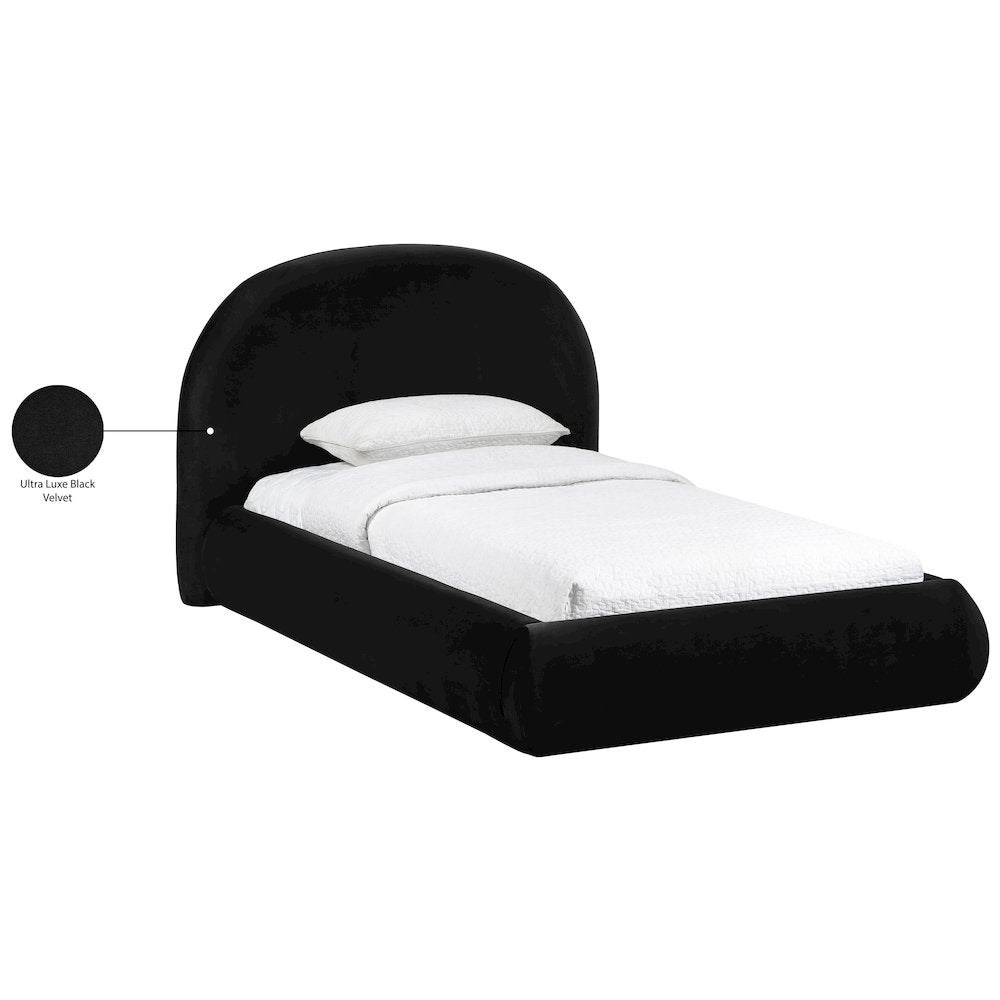 Celine Black Velvet Upholstered Twin Bed