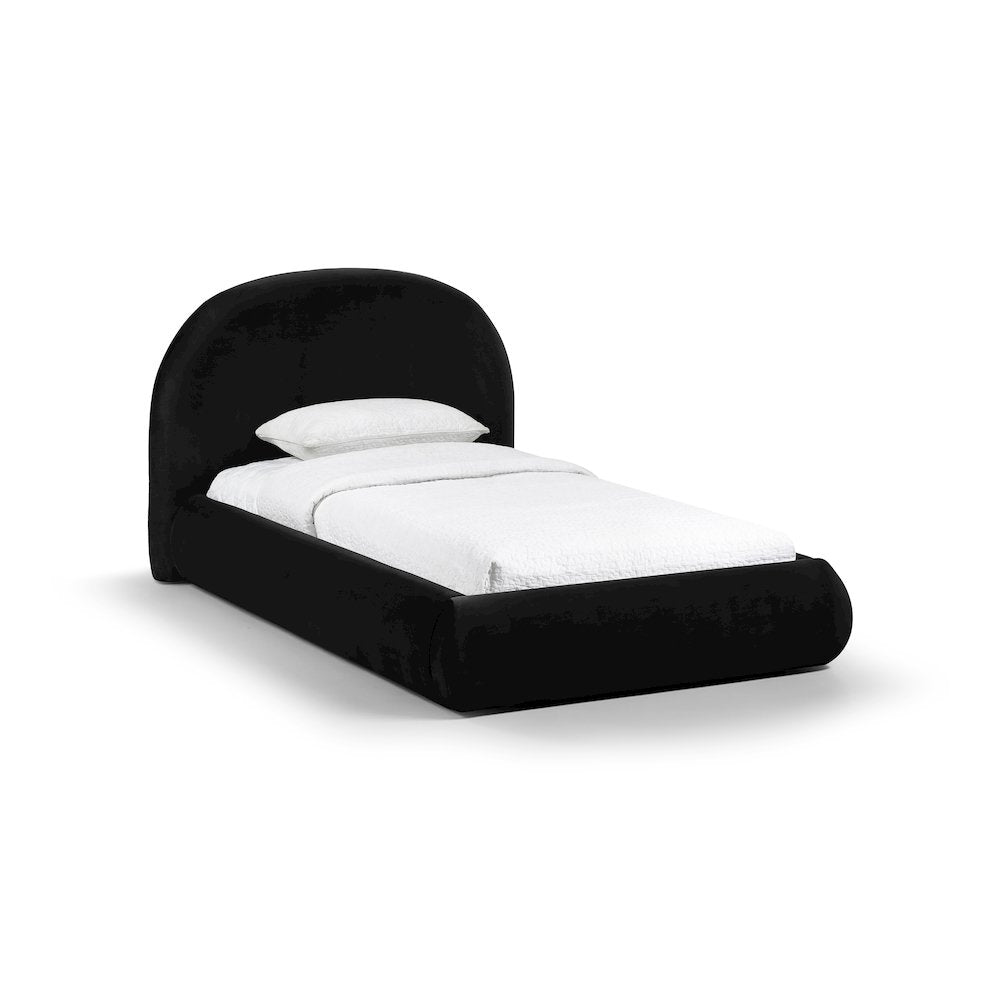 Celine Black Velvet Upholstered Twin Bed