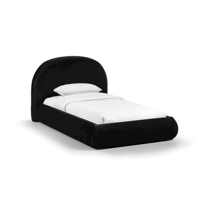 Celine Black Velvet Upholstered Twin Bed