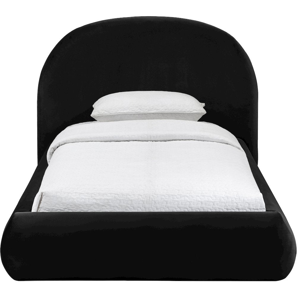 Celine Black Velvet Upholstered Twin Bed