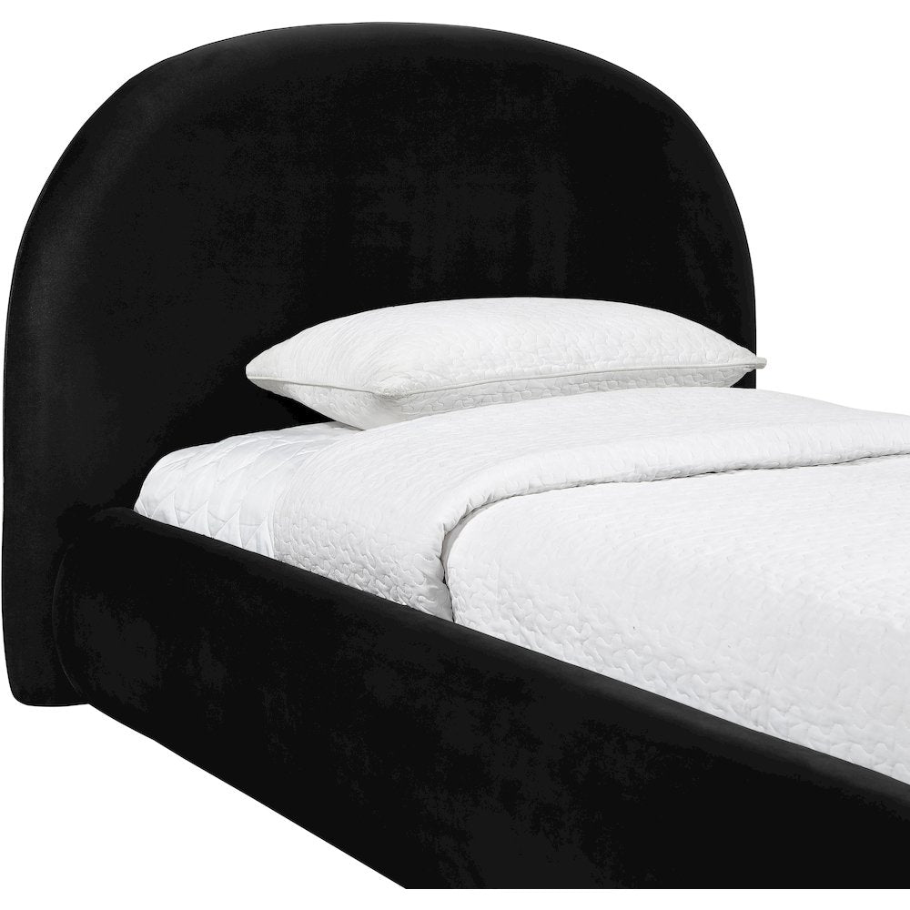 Celine Black Velvet Upholstered Twin Bed