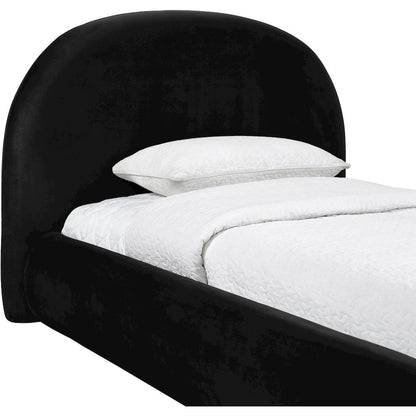 Celine Black Velvet Upholstered Twin Bed
