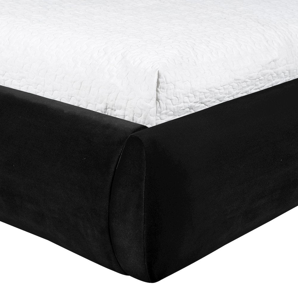 Celine Black Velvet Upholstered Twin Bed