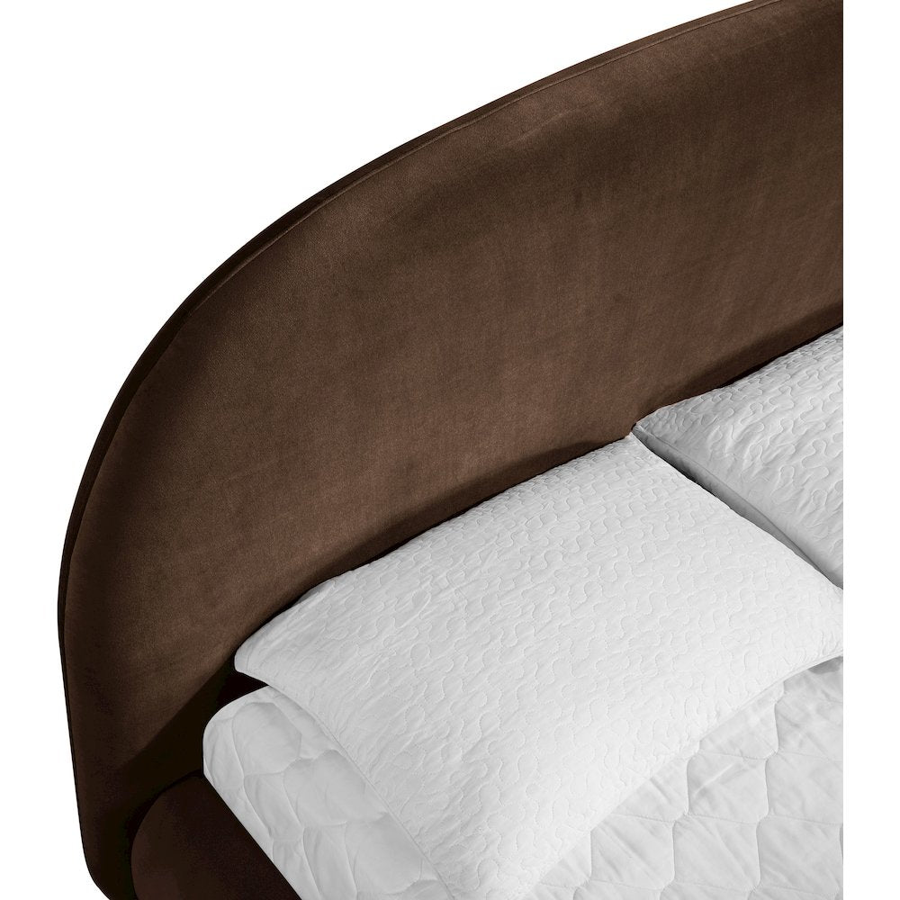 Celine Brown Velvet Upholstered Full Bed