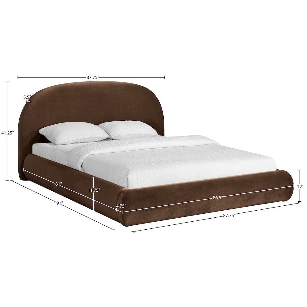 Celine Brown Velvet Upholstered King Bed