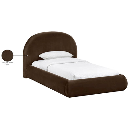 Celine Brown Velvet Upholstered Twin Bed