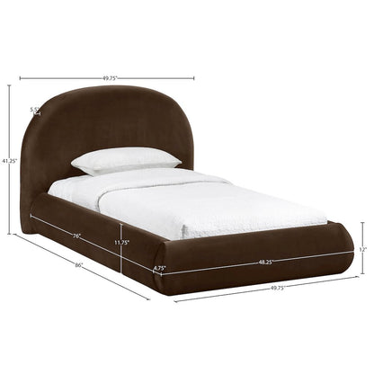 Celine Brown Velvet Upholstered Twin Bed